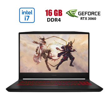 Игровой ноутбук MSI Katana GF66 11UE-088NEU / 15.6" (1920x1080) IPS / Intel Core i7-11800H (8 (16) ядер по 2.3 - 4.6 GHz) / 16 GB DDR4 / 1000 GB SSD / nVidia GeForce RTX 3060, 6 GB GDDR6, 192-bit / WebCam б/у