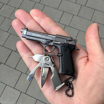 Брелок Антистресс пистолет Pietro Beretta MultiTool серый