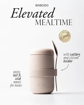 Термос для їжі MAMEIDO 500 мл Insulated Food Flask Blush Kissed (рожевий) з ложкою-вилкою