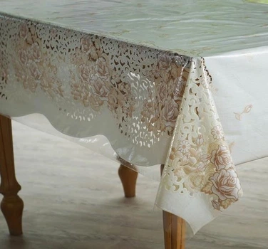 Клейонка кухонна Lace Ажур 1.32 м бежево-біла пог. м. (111-З)