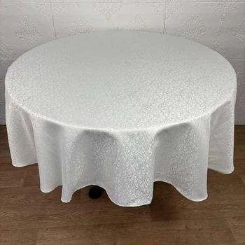 Скатертина жакардова круг 160 см Ivory