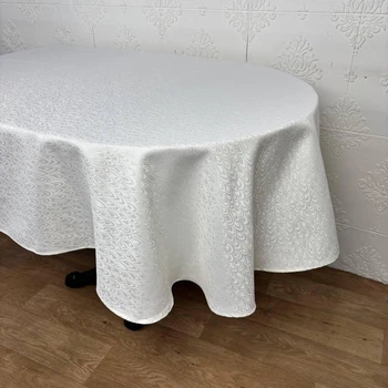 Скатертина жакардова 160х260 см oval Ivory