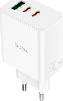 Сетевое зарядное устройство Hoco C126A Pure power PD40W three-port(2C1A) charger White (6931474798725)