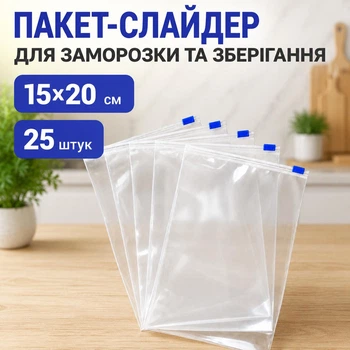 Слайдер-пакети з бігунком для заморожування 15x20 см 25 шт (слайд 15x20)