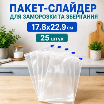 Пакет із слайдером для заморожування 17,8x22,9 см 25 шт (слайд 17,8x22,9)