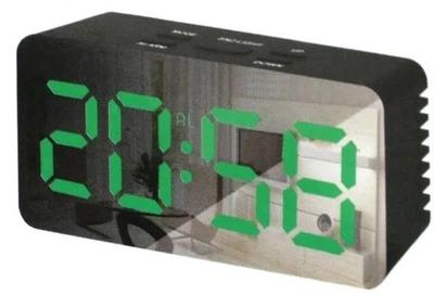 Часы настольные, зеленая индикация DS-3658L, цвет, черный