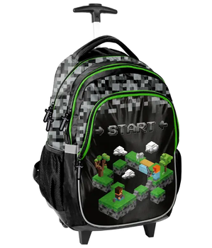 Рюкзак портфель на колесах с ручкой 3 камеры для школы зеленый Paso LS-2629