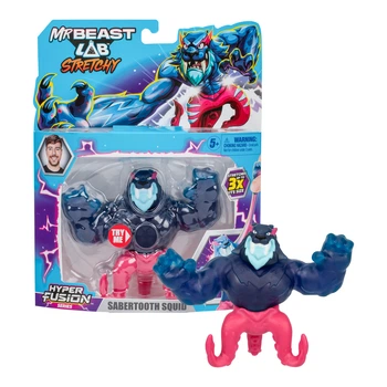 Фігурка, що розтягується Шаблезубий Кальмар MrBeast Lab / Mr Beast Lab Stretchy Hero Sabretooth Squid