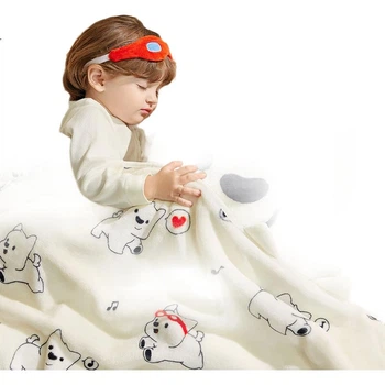 Дитяча ковдра Babycare, двошарова антибактеріальна флісова ковдра для дитячого садка, ковдра для сну на всі пори року, дизайн із зображенням маленької собачки, висока та широка, 110*140 см