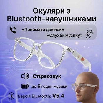 Умные очки с беспроводным звуком и сенсорным управлением, защитой от синего света и UV наушниками смарт блютузом связи музыки