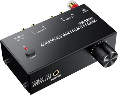 Фоно передпідсилювач PROZOR PRR019 MM Phono Preamp для вінілового програвача, RCA / 3.5 мм, регулятор гучності
