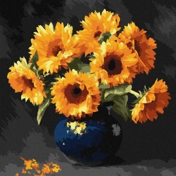 Картина по номерам Ідейка "Подсолнух в темноте" 40x40 см, 24 цвета