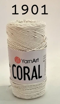 Хлопок, Полиэстер Пряжа YarnArt Coral 200г/200м, 50% хлопок 50% полиэстер, летняя нитка для сумок цвет 1901
