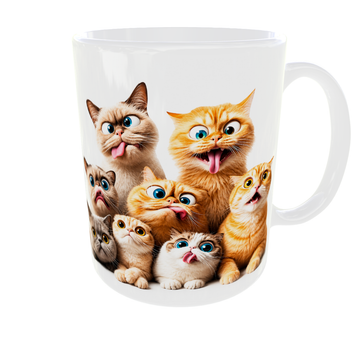 Кружка (чашка) с принтом Funny Cats – смешные коты с забавными мордочками | Прикольный подарок любителю кошек | Керамическая 330 мл
