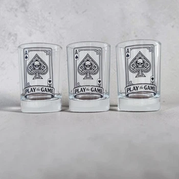 Подарочный набор стеклянных стопок "Игровая Карта" - Chaban_Souvenir - (3 шт × 60 мл) с уникальным и оригинальным дизайном SS_004