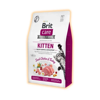 Сухий беззерновий корм Brit Care зі свіжою куркою й індичкою для кошенят усіх порід для здорового зростання та розвитку, 2 кг