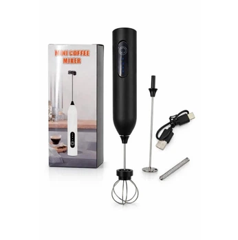 Электрический миксер вспенитель молока капучинатор аккумуляторный Mini Coffee Mixer 5932 с USB зарядкой и 2 насадками
