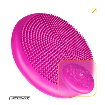 Подушка EasyFit 33 см розовая (Балансировочная массажная с шипами, сенсомоторный массажный балансировочный диск для баланса и массажа)