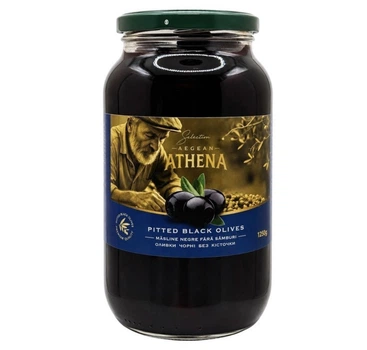 Оливки черные без косточки крупные Athena 1250 г