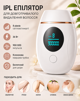 Епілятор лазерний портативний Umate для безболісного видалення волосся 8 режимів Білий