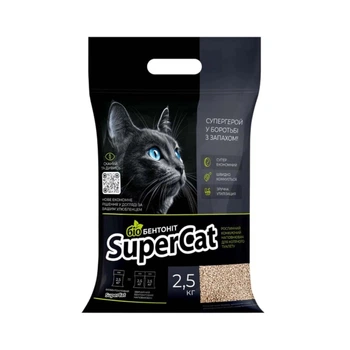 Наповнювач рослинний Super Cat Біобентоніт, 2,5 кг
