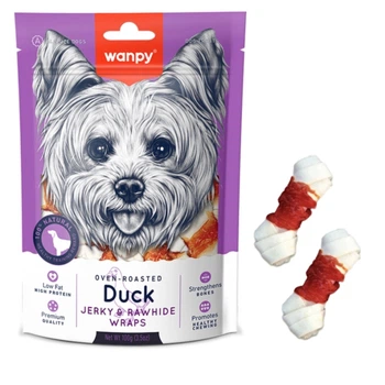 Ласощі для собак Wanpy Duck Jerky Rawhide Wraps Кістка з вузлами з в'яленою качкою 100 г