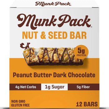 Протеиновый батончик Munk Pack Peanut Butter Dark Chocolateсо вкусом арахисовой пасты и темного шоколада 12 шт по 35 г