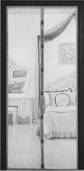 Антимоскитная сетка-штора на двери с магнитами «Птицы» 120×210 см, черная
