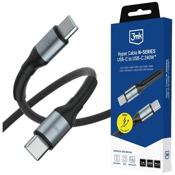 Кабель 3mk Hyper Cable N-Series USB-C to USB-C 1m 48V/5A 240W Black (5903108758659)