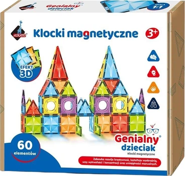Klocki magnetyczne Askato Genialny dzieciak 60 elementów 127705 (6901440127705)