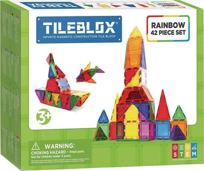 Klocki magnetyczne Tileblox Tęcza 42 elementy 005-1030004 (8809465534011)