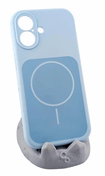 Чехол Silicone Case Magnetic для Apple iPhone 17 бампер с микрофиброй голубой