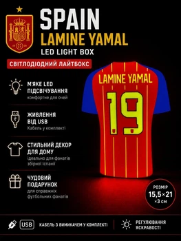 LED Нічник Лайтбокс Spain Lamine Yamal Light Box (15,5х21х3см) Для Дому Світильник Збірна Іспанії Ламін Ямаль
