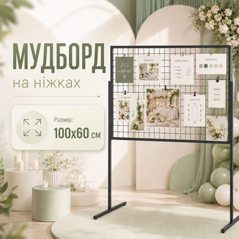 Напольный мудборд на ножках черный 100×60 см комплект 20 прищепок 5 фотокарточек 2 чеклиста в рамке для декора и фотозоны
