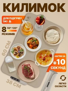 Електричний килимок для підігріву їжі та підтримання тепла, гнучкий силіконовий нагрівач 50-100° 300 Вт страв тарілок фуршету