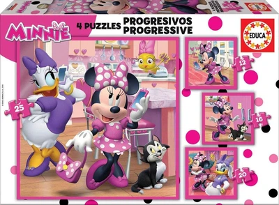 Детские пазлы EDUCA Disney Minnie Progressive 4 в 1 (12, 16, 20, 25 элементов), развивающий набор