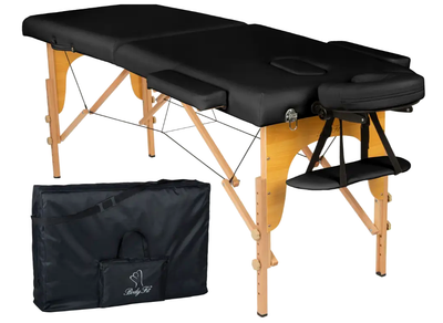 Массажный стол раскладной 2 секции для салонов красоты 185х60см черный BODYFIT LS-2410
