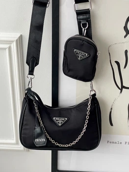 Женская сумка бананка кросс боди Prada черная