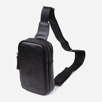 Сумка слинг через плечо мужская из натуральная кожи Vintage leather-22955 Черная
