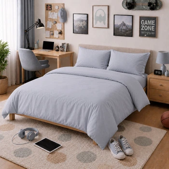 Комплект постельного белья Mirson Полуторний 143 х 210 см Teenager Poplin Line 054 Light Gray Поплин (2200012795903)