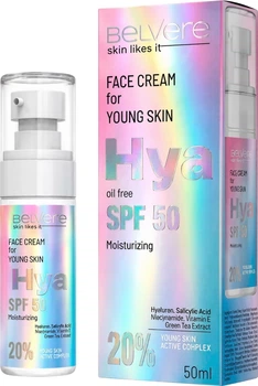 Крем для обличчя BelVere Hya SPF 50 з гіалуроновою кислотою 50 мл (5907582990017)