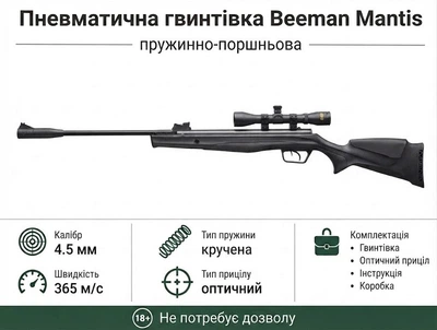 Пневматическая винтовка Beeman Mantis с прицелом 4x32 кал.4,5мм (10616)