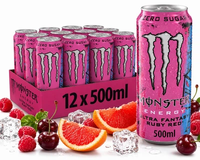 Упаковка безалкогольного енергетичного напою Monster Energy Ultra Fantasy Ruby Red 500 мл х 12 банок енергетик