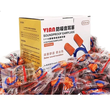 Звукопоглощающие беруши VIAN для промышленной звукоизоляции, обеспечивающие тишину в цеху, защиту от помех, превосходную звукоизоляцию, модель 1110, проводные беруши (100 пар)
