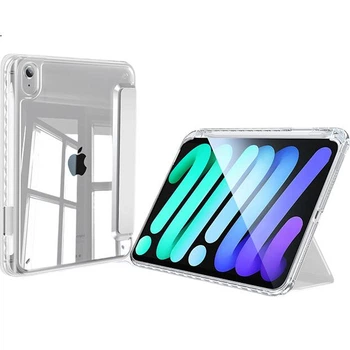 Чехол Shanmo для iPad Mini 6 и 7 2021-2024 с отделением для стилуса, акриловый прозрачный с защитой от изгиба, серый