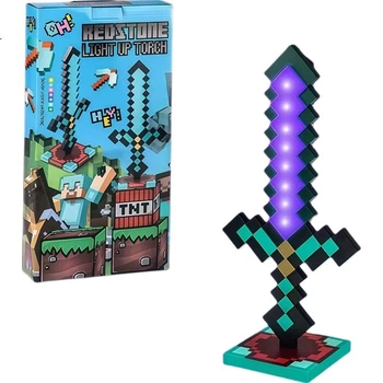 Игрушечный меч Martin Brothers Minecraft Pixel MC «Семицветный алмазный меч», светящийся меч, игрушка для снятия стресса, подарок на день рождения для мальчиков и девочек.