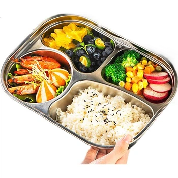 Ланч-бокс Maxcook MCFT9156 зі сталі 316L з 4 відділеннями та кришкою, для мікрохвильовки