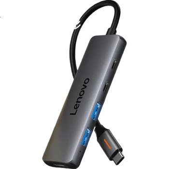 Док-станция расширения Lenovo Type-C, кабель USB-C — HDMI, разветвитель-концентратор, функция зеркального отображения экрана 4K 60 Гц, быстрая зарядка PD, ноутбук.