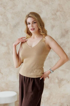 Женская вязаная майка ART KNIT бежевая, M 045644