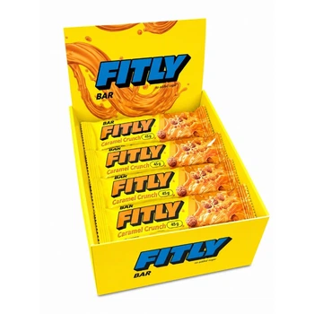 Блок углеводных батончиков Fitly Bar No Added Sugar, 12*45 грамм - Карамель-кранч